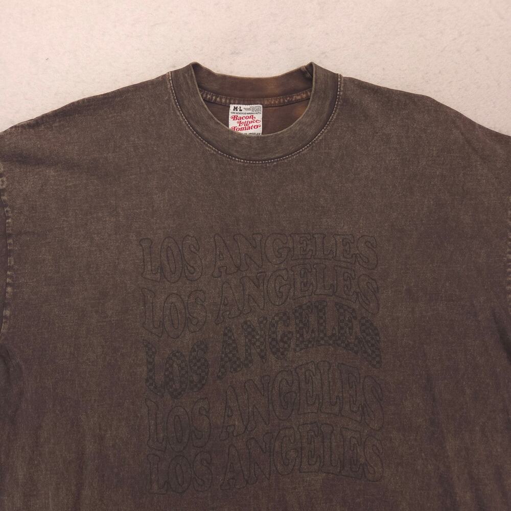 ML Los Angeles Crew Neck Short Sleeve Graphic T Shirt Mens Size L Brown